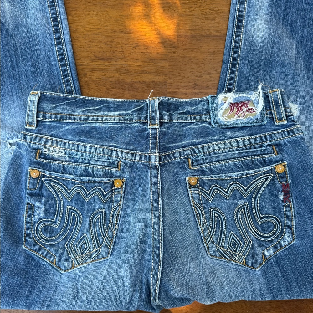Elegant Blue Boot Cut Jeans with Embroidery